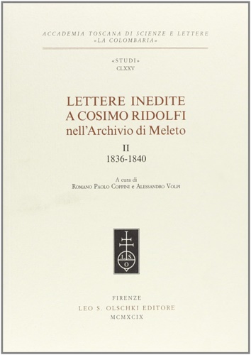 9788822247100-Lettere inedite a Cosimo Ridolfi nell'Archivio di Meleto. II (1836-1840).