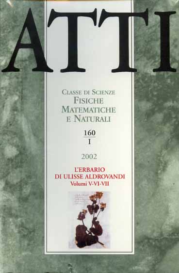 Atti. Classe di Scienze Fisiche, Matematiche e Naturali.  N.159. fascicolo I. L'