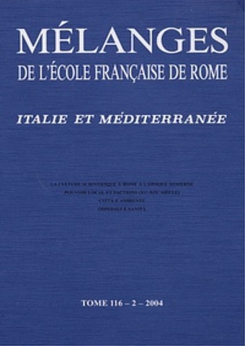 9782728307319-MEFRIM Tome 116, N°2, 2004. Italie et Méditerranée