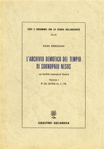 L'Archivio demotico del tempio di Soknopaiu Nesos nel Griffith Institute di Oxfo