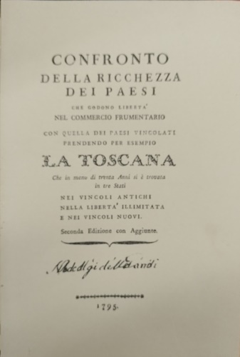 Confronto della ricchezza dei paesi che godono libertà nel commercio frumentario