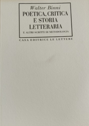 9788871661100-Poetica, critica e storia letteraria e altri scritti di metodologia.