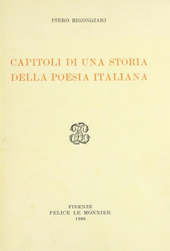 9788800833103-Capitoli di una storia della poesia italiana.