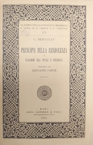 Principi della conoscenza e dialoghi tra Hylas e Filonous.