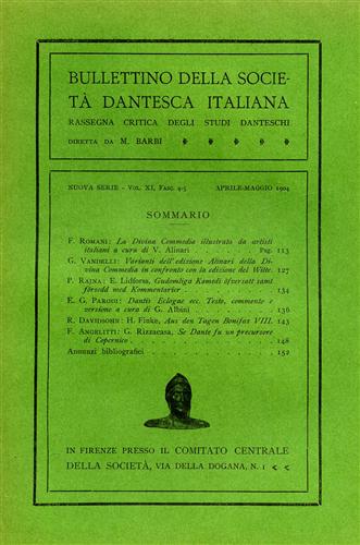 Bullettino della Società Dantesca Italiana. Nuova serie, 1894-95. vol.XI. fasc.1