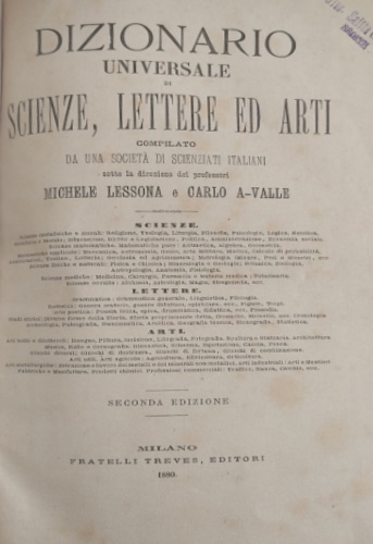 Dizionario Universale di Scienze, Lettere ed Arti.