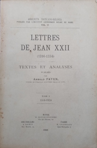 Lettres de Jean XXII (1316-1334). Tome I (1316-1324).