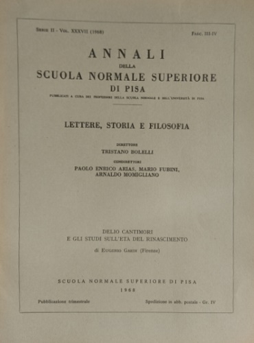 Delio Cantimori e gli studi sull'Età del Rinascimento.