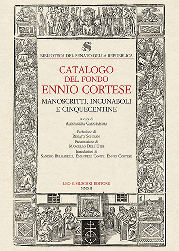 9788822261656-Catalogo del Fondo Ennio Cortese. Manoscritti, incunaboli e cinquecentine.