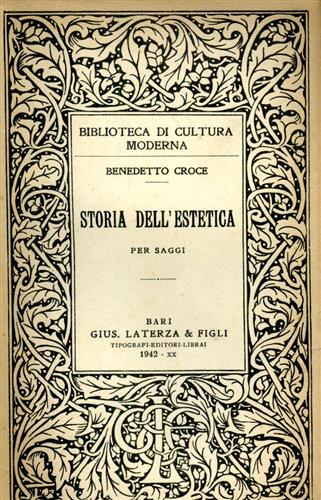 Storia dell'Estetica per saggi.