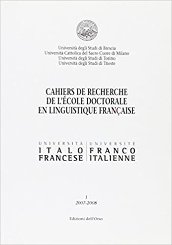 9788862740395-Cahiers du recherche de l'école doctorale en linguistique francaise (2007-2008)