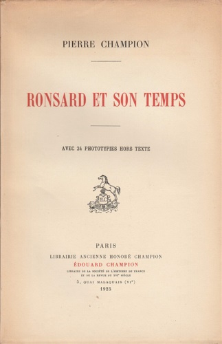 Ronsard et son temps.