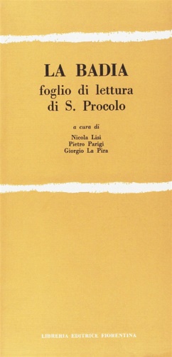 9788865000137-La badia. Foglio di lettura di S. Procolo.