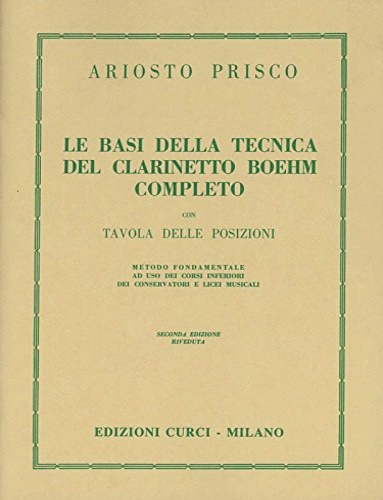 Le basi della tecnioca del clarinetto Boehm completo. Con tacola delle posizioni