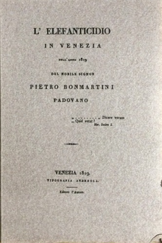 L'enfanticidio in Venezia dell'anno 1819.