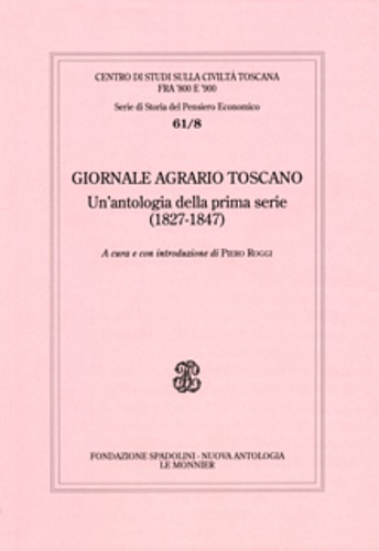 9788800841764-Giornale agrario toscano. Un’antologia della prima serie (1827-1847).