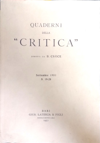 Quaderni della critica. 1951 n.19-20.