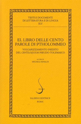 9788869736018-El libro delle cento parole di Ptholommeo. Volgarizzamento inedito del Centiloqu