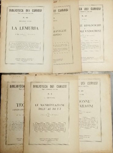 Biblioteca dei Curiosi.  Propaganda di Cultura. Lotto di 6 pubblicazioni: