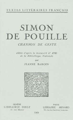 Chanson de geste editée d'apres le manuscrit n. 4780 de la Bibliotheque National