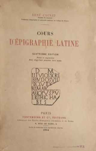Cours d'Epigraphie Latine.