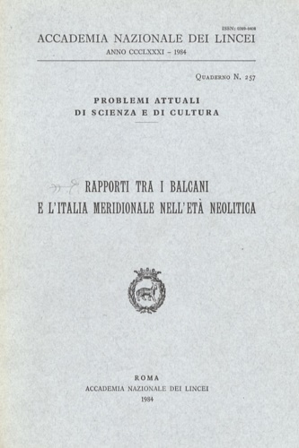 Rapporti tra i Balcani e l'Italia Meridionale nell'età Neolitica.