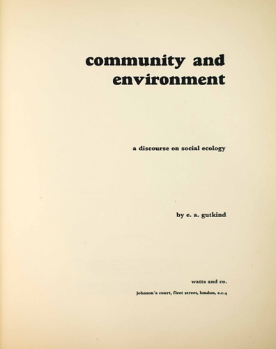 Community and environment. A discourse on social ecology.