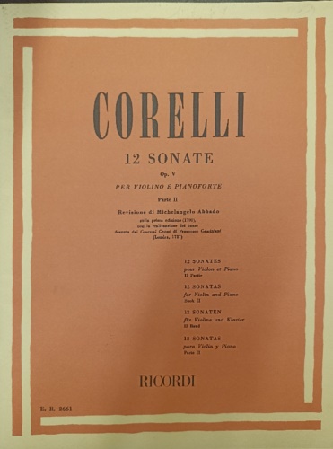 12 sonate Op. V per violino e pianoforte. Parte II. Sonate da VII a XI più Folli