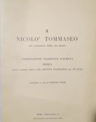 A Niccolò Tommaseo nel centenario della sua morte.