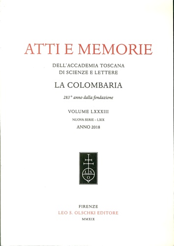 9788822266491-Atti e Memorie. La Colombaria VOLUME LXXXIII nuova serie LXIX. Anno 2018.