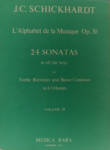 L'Alphabet de la Musique Op. 30 24 Sonatas in all the keys for Treble Recorder a