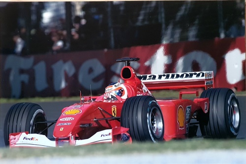 Rubens Barrichello Ferrari F-2001.  Original Photo Paper.