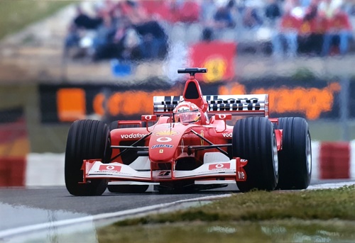 Michael Schumacher Ferrari F-2002 GP Spagna 2002.  Original Photo Paper.