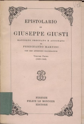 Epistolario. Vol.I:1822-1843.