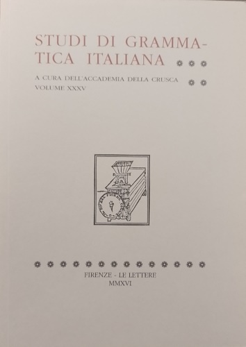 Studi di grammatica italiana. Volume XXXV.