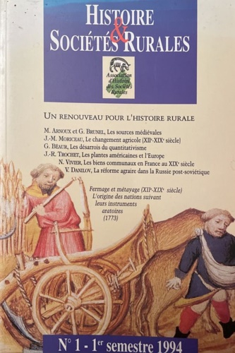 Histoire & Sociétés rurales. N° 1, 1er semestre 1994.