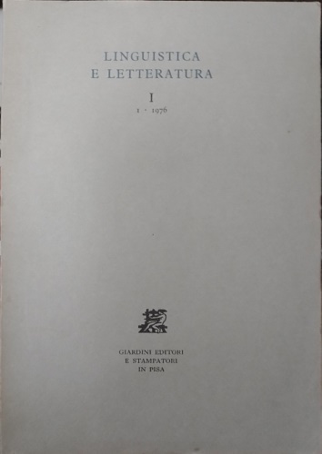 Linguistica e letteratura. N. 1 , 1976.