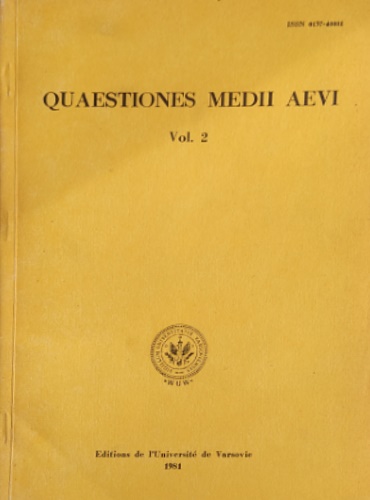 9788300010431-Quaestiones Medii Aevi. Vol. 2. / Université de Varsovie Institut d'Histoire.