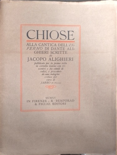 Chiose alla cantica dell' Inferno di Dante Alighieri.