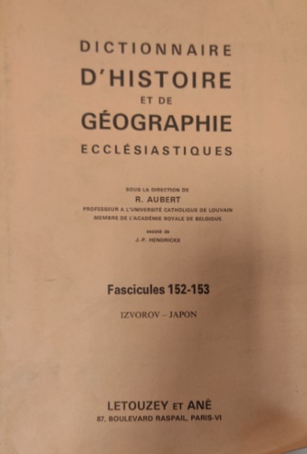 Dictionnaire d'histoire et de géographie ecclésiastique. Fasciclues 152-153, Izv