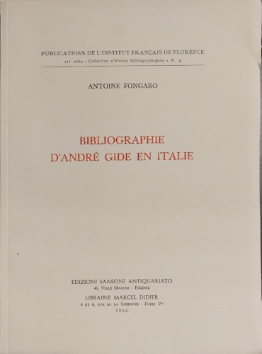 Bibliographie d' Andrè Gide en Italie.