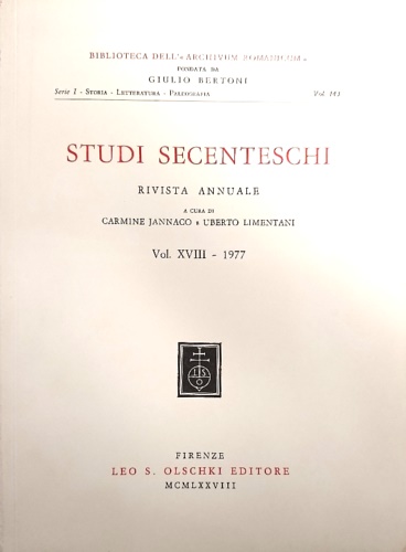 9788822214195-Studi Secenteschi Vol. XVIII (1977).