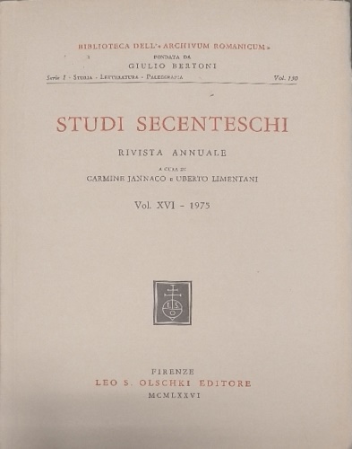 9788822213839-Studi Secenteschi Vol.XVI (1975).