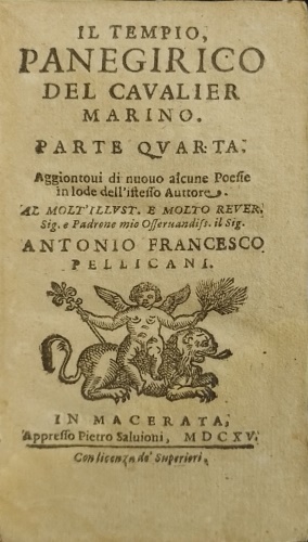 Il tempio, panegirico del cavalier Marino, parte quarta, aggiuntovi di nuovo alc