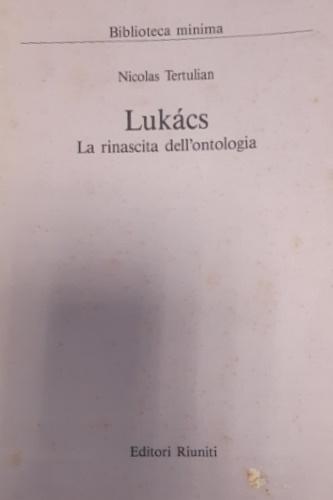 9788835929840-Lukacs. La rinascita dell'ontologia.