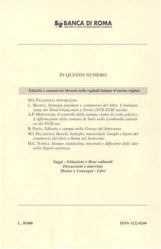 Editoria e commercio librario nelle capitali italiane d'Ancien Régime. Anno II,n