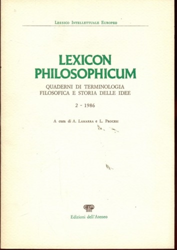 9788822235145-Lexicon philosophicum. N.2, 1986.