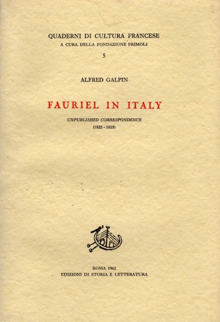 9788884987624-Fauriel in Italy. Unpublished correspondence (1822-1825).