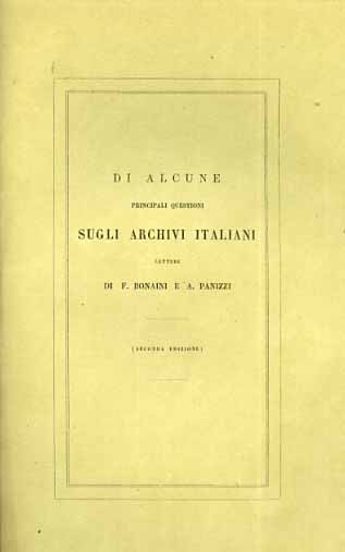 Di alcune principali questioni sugli archivi italiani.