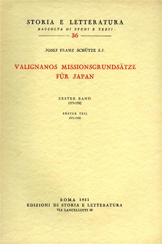 9788884988140-Valignanos Missionsgrundsatze fur Japan. I Band, I Teil: